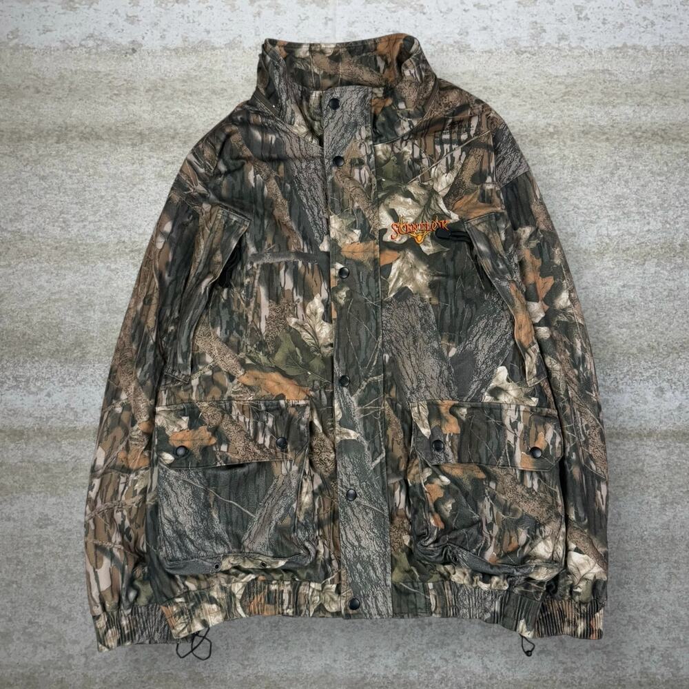 Vintage 90s Mossy Oak Jacket Mens L Hunting Camo Polyester Full Zip Woodland
